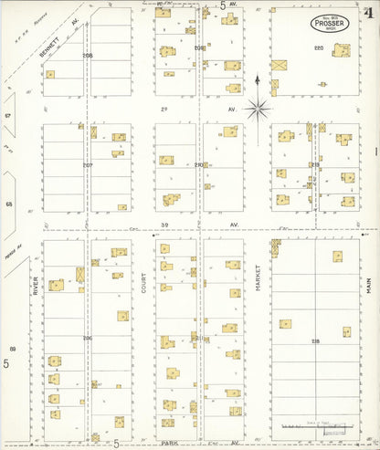 Sanborn Fire Insurance Map from Prosser, Benton County, Washington (1905), Sheet #0004 - Complete Map Set gallery image, historic Sanborn map, vintage wall art, Washington Washington