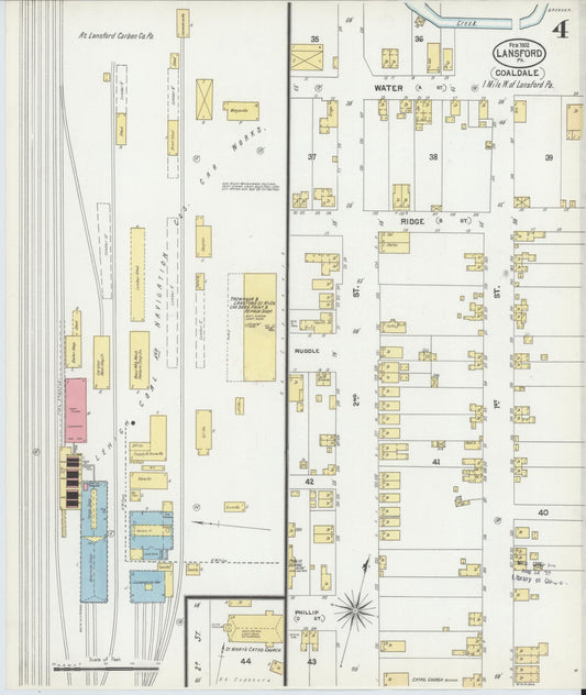 Sanborn Fire Insurance Map from Lansford, Carbon County, Pennsylvania (1902), Sheet #0004 - Historic Sanborn Fire Insurance Map Print, vintage old map wall art, antique decor, genealogy gift, Pennsylvania Pennsylvania map