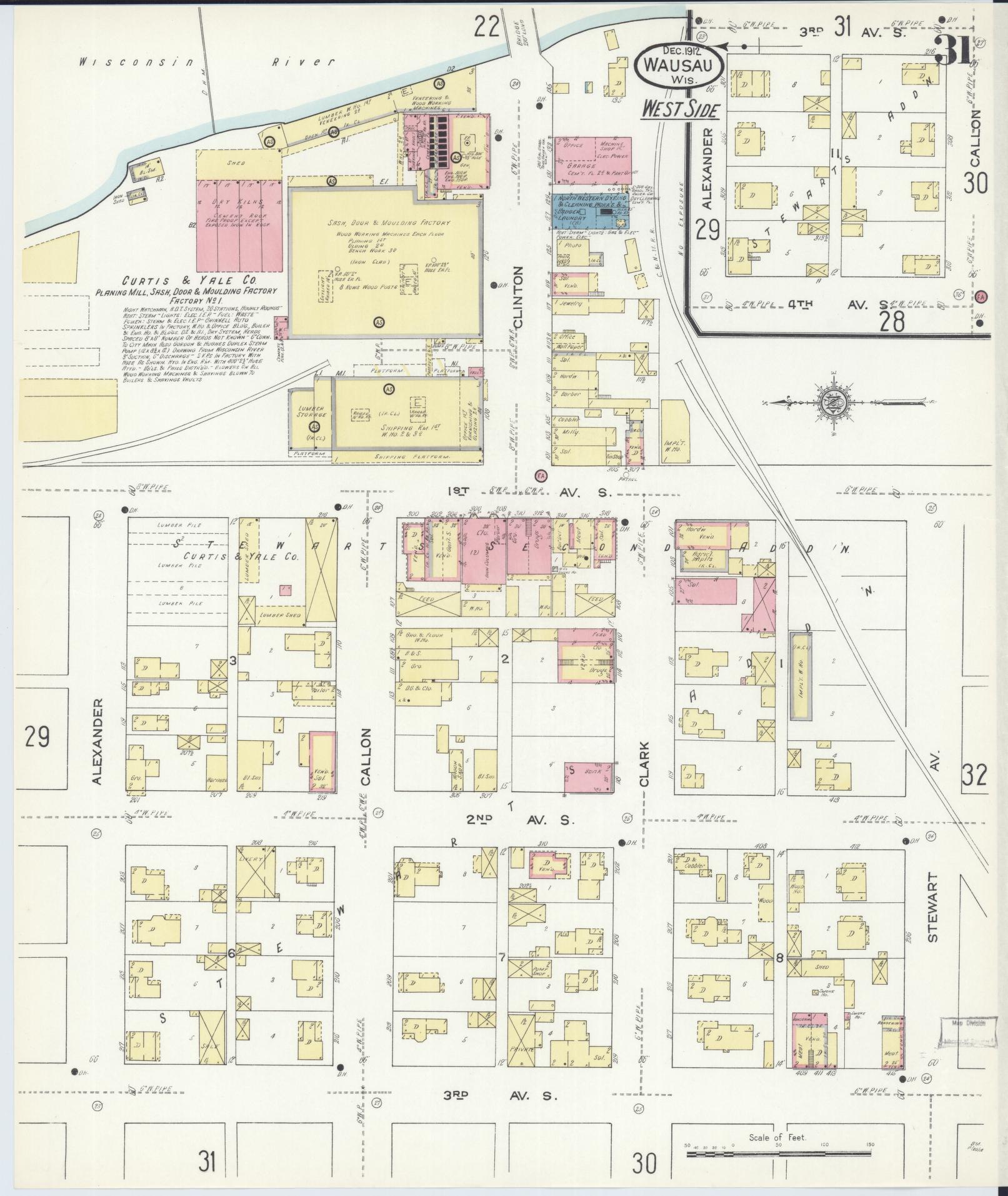 Sanborn Fire Insurance Map from Wausau, Marathon County, Wisconsin (1912), Sheet #0031 - Complete Map Set gallery image, historic Sanborn map, vintage wall art, Wisconsin Wisconsin