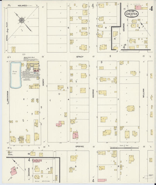Sanborn Fire Insurance Map from Chester, Randolph County, Illinois (1911), Sheet #0004 - Historic Sanborn Fire Insurance Map Print, vintage old map wall art, antique decor, genealogy gift, Illinois Illinois map