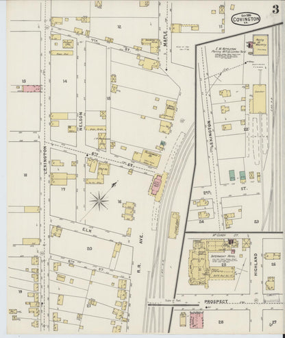 Sanborn Fire Insurance Map from Covington, Independent Cities, Virginia (1895), Sheet #0003 - Complete Map Set gallery image, historic Sanborn map, vintage wall art, Virginia Virginia