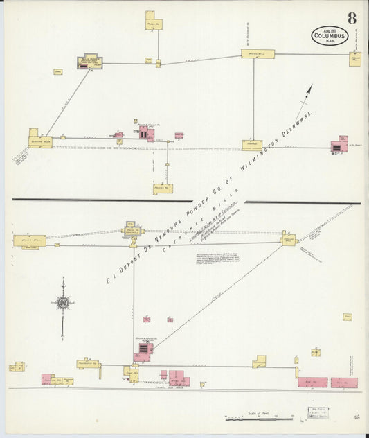 Sanborn Fire Insurance Map from Columbus, Cherokee County, Kansas (1911), Sheet #0008 - Historic Sanborn Fire Insurance Map Print, vintage old map wall art, antique decor, genealogy gift, Kansas Kansas map