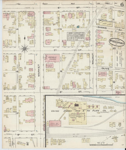 Sanborn Fire Insurance Map from McKeesport, Allegheny County, Pennsylvania (1884), Sheet #0006 - Complete Map Set gallery image, historic Sanborn map, vintage wall art, Pennsylvania Pennsylvania