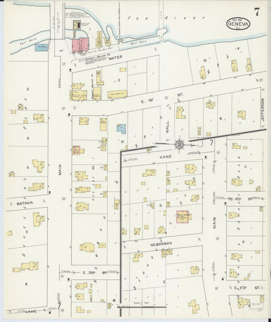 Sanborn Fire Insurance Map from Geneva, Kane County, Illinois (1912), Sheet #0007 - Historic Sanborn Fire Insurance Map Print, vintage old map wall art, antique decor, genealogy gift, Illinois Illinois map