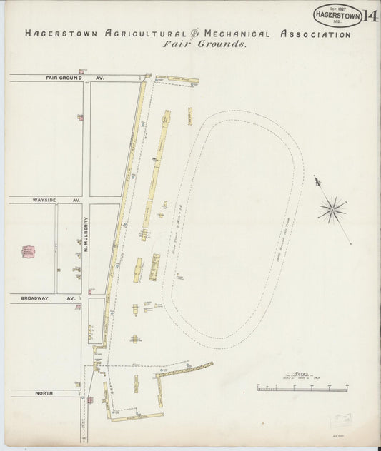 Sanborn Fire Insurance Map from Hagerstown, Washington County, Maryland (1887), Sheet #0014 - Historic Sanborn Fire Insurance Map Print, vintage old map wall art, antique decor, genealogy gift, Maryland Maryland map