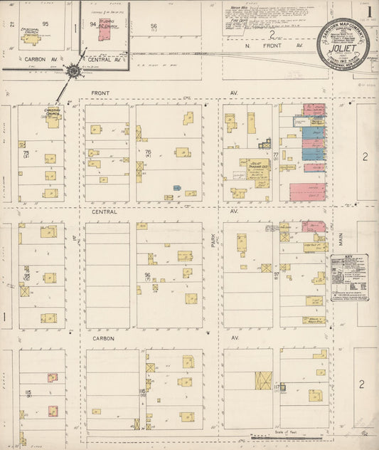 Sanborn Fire Insurance Map from Joliet, Carbon County, Montana (1912), Sheet #0001 - Complete Map Set gallery image, historic Sanborn map, vintage wall art, Montana Montana
