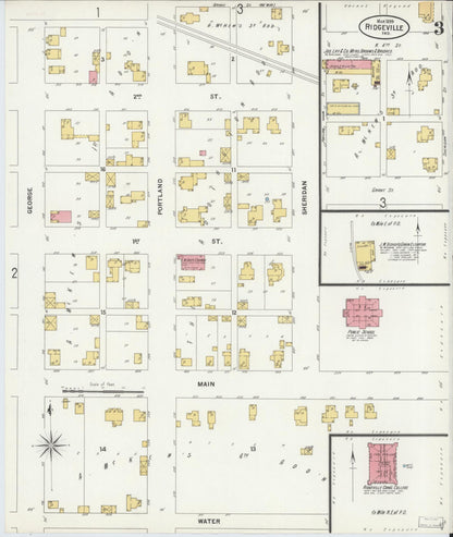 Sanborn Fire Insurance Map from Ridgeville, Randolph County, Indiana (1899), Sheet #0003 - Historic Sanborn Fire Insurance Map Print, vintage old map wall art, antique decor, genealogy gift, Indiana Indiana map
