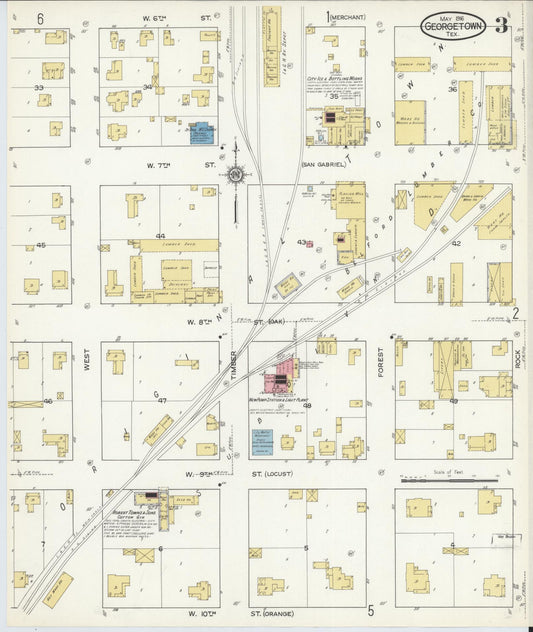 Sanborn Fire Insurance Map from Georgetown, Williamson County, Texas (1916), Sheet #0003 - Historic Sanborn Fire Insurance Map Print, vintage old map wall art, antique decor, genealogy gift, Texas Texas map