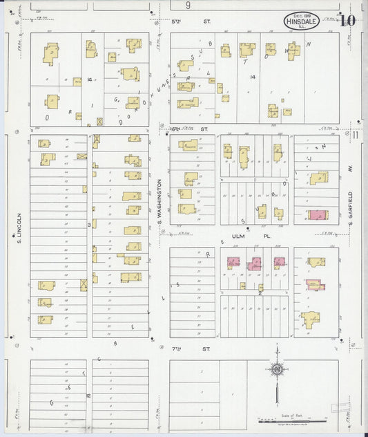 Sanborn Fire Insurance Map from Hinsdale, Du Page And Cook Counties, Illinois (1919), Sheet #0010 - Historic Sanborn Fire Insurance Map Print, vintage old map wall art, antique decor, genealogy gift, Illinois Illinois map