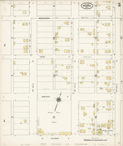 Sanborn Fire Insurance Map from Kalispell, Flathead County, Montana (1910), Sheet #0005 - Complete Map Set gallery image, historic Sanborn map, vintage wall art, Montana Montana