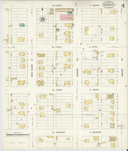 Sanborn Fire Insurance Map from Dalhart, Dallam And Hartley County, Texas (1908), Sheet #0004 - Historic Sanborn Fire Insurance Map Print, vintage old map wall art, antique decor, genealogy gift, Texas Texas map