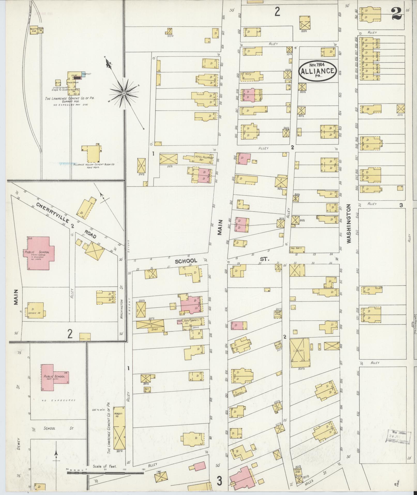Sanborn Fire Insurance Map from Alliance, Northampton County, Pennsylvania (1904), Sheet #0002 - Historic Sanborn Fire Insurance Map Print, vintage old map wall art, antique decor, genealogy gift, Pennsylvania Pennsylvania map
