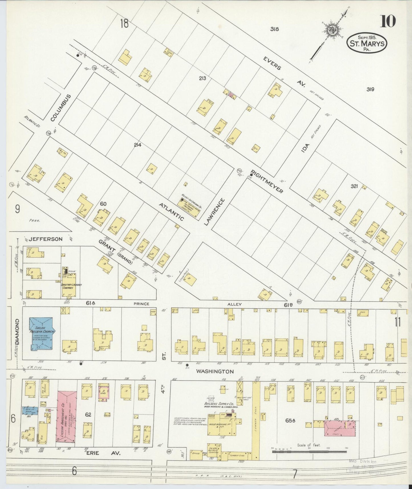 Sanborn Fire Insurance Map from Saint Marys, Elk County, Pennsylvania (1915), Sheet #0010 - Complete Map Set gallery image, historic Sanborn map, vintage wall art, Pennsylvania Pennsylvania