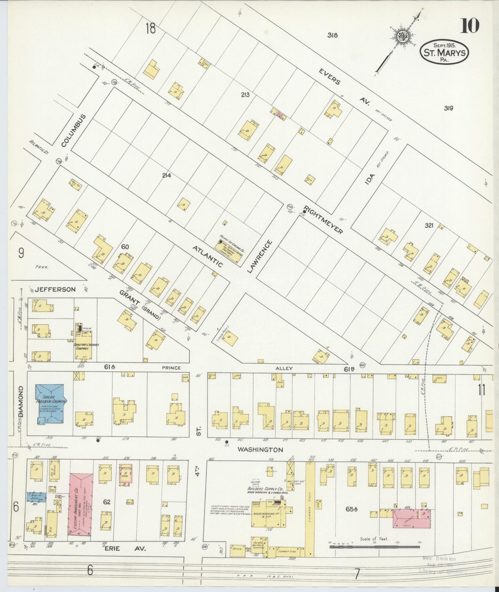 Sanborn Fire Insurance Map from Saint Marys, Elk County, Pennsylvania (1915), Sheet #0010 - Complete Map Set gallery image, historic Sanborn map, vintage wall art, Pennsylvania Pennsylvania