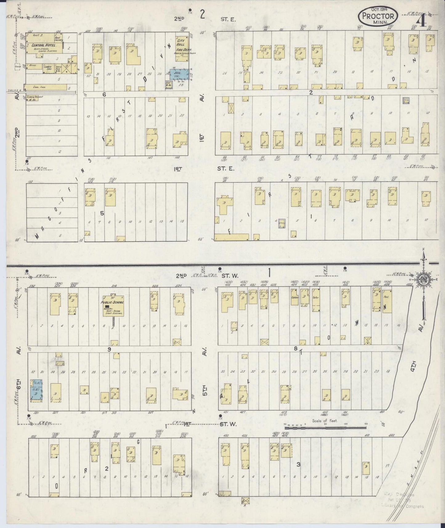 Sanborn Fire Insurance Map from Proctor, Saint Louis County, Minnesota (1914), Sheet #0004 - Complete Map Set gallery image, historic Sanborn map, vintage wall art, Minnesota Minnesota
