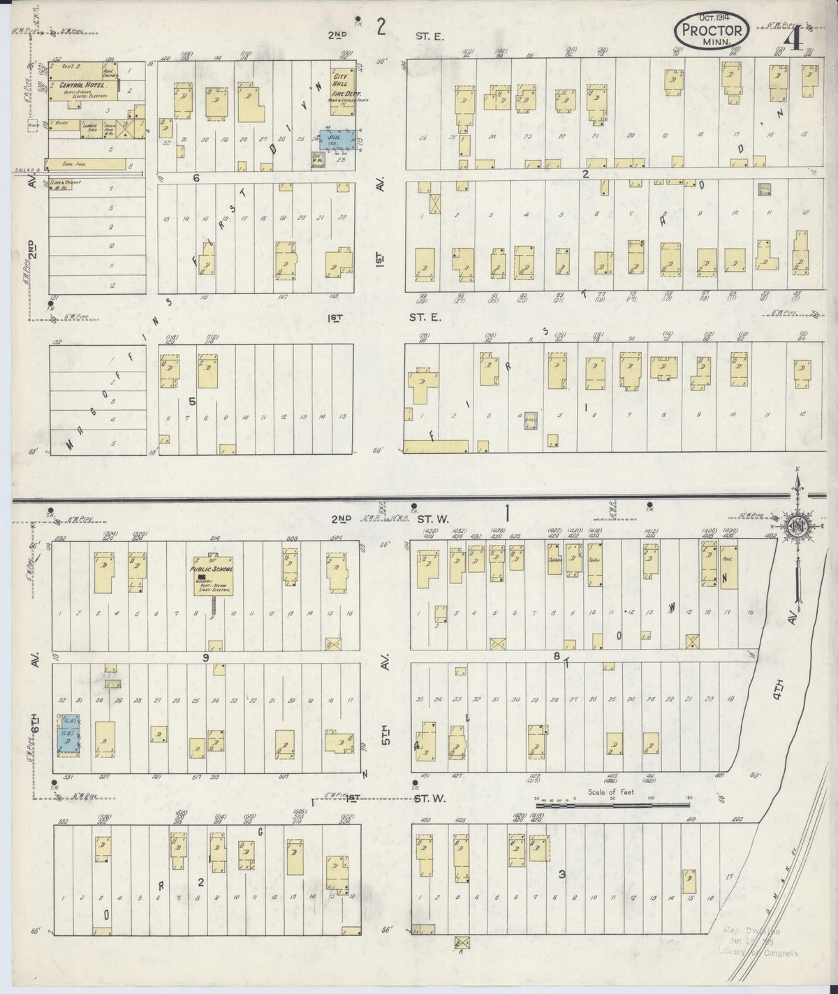 Sanborn Fire Insurance Map from Proctor, Saint Louis County, Minnesota (1914), Sheet #0004 - Complete Map Set gallery image, historic Sanborn map, vintage wall art, Minnesota Minnesota