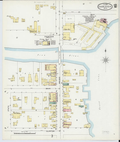 Sanborn Fire Insurance Map from Charlevoix, Charlevoix County, Michigan (1896), Sheet #0002 - Historic Sanborn Fire Insurance Map Print, vintage old map wall art, antique decor, genealogy gift, Michigan Michigan map