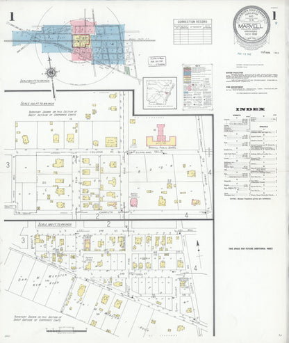 Sanborn Fire Insurance Map from Marvell, Phillips County, Arkansas (1939), Sheet #0001 - Complete Map Set gallery image, historic Sanborn map, vintage wall art, Arkansas Arkansas