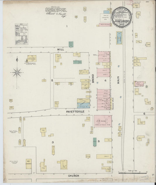 Sanborn Fire Insurance Map from Jonesboro, Clayton County, Georgia (1890), Sheet #0001 - Historic Sanborn Fire Insurance Map Print, vintage old map wall art, antique decor, genealogy gift, Georgia Georgia map