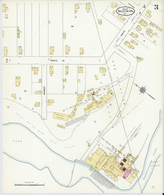 Sanborn Fire Insurance Map from Ballston Spa, Saratoga County, New York (1911), Sheet #0003 - Historic Sanborn Fire Insurance Map Print, vintage old map wall art, antique decor, genealogy gift, New York New York map