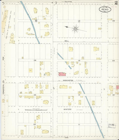 Sanborn Fire Insurance Map from Reno, Washoe County, Nevada (1899), Sheet #0002 - Complete Map Set gallery image, historic Sanborn map, vintage wall art, Nevada Nevada