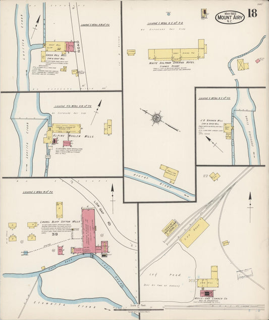 Sanborn Fire Insurance Map from Mount Airy, Surry County, North Carolina (1922), Sheet #0018 - Historic Sanborn Fire Insurance Map Print, vintage old map wall art, antique decor, genealogy gift, North Carolina North Carolina map