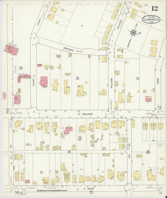 Sanborn Fire Insurance Map from Clarksville, Montgomery County, Tennessee (1913), Sheet #0012 - Historic Sanborn Fire Insurance Map Print, vintage old map wall art, antique decor, genealogy gift, Tennessee Tennessee map