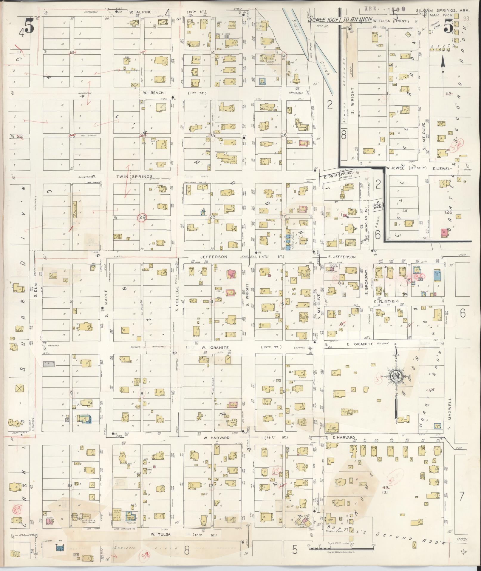 Sanborn Fire Insurance Map from Siloam Springs, Benton County, Arkansas (1948), Sheet #0005 - Complete Map Set gallery image, historic Sanborn map, vintage wall art, Arkansas Arkansas