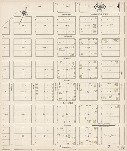 Sanborn Fire Insurance Map from Runge, Karnes County, Texas (1922), Sheet #0004 - Historic Sanborn Fire Insurance Map Print, vintage old map wall art, antique decor, genealogy gift, Texas Texas map