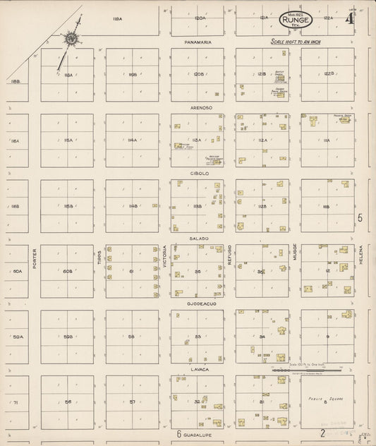 Sanborn Fire Insurance Map from Runge, Karnes County, Texas (1922), Sheet #0004 - Historic Sanborn Fire Insurance Map Print, vintage old map wall art, antique decor, genealogy gift, Texas Texas map