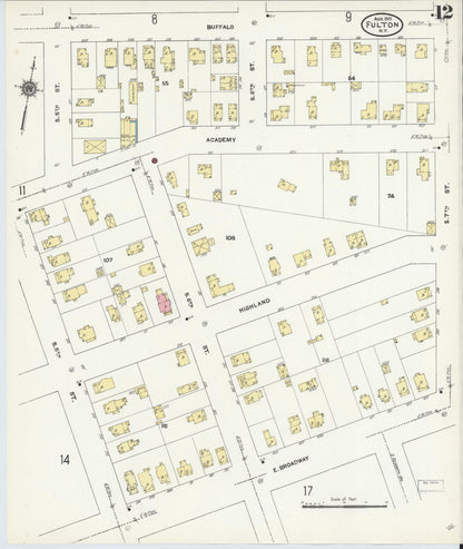 Sanborn Fire Insurance Map from Fulton, Oswego County, New York (1911), Sheet #0012 - Complete Map Set gallery image, historic Sanborn map, vintage wall art, New York New York
