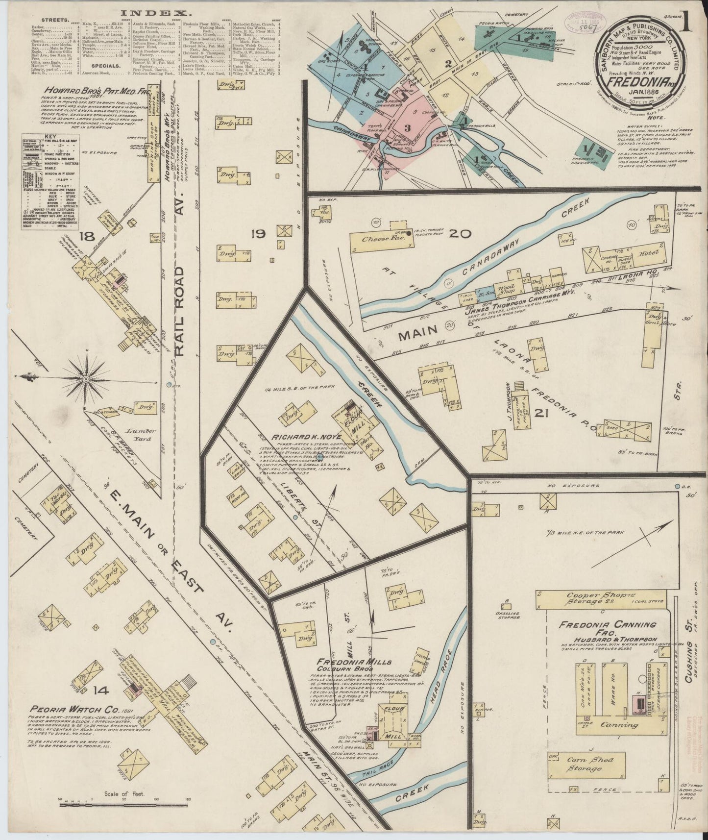 Sanborn Fire Insurance Map from Fredonia, Chautauqua County, New York. (1886) – Historic Sanborn Fire Insurance Map Print