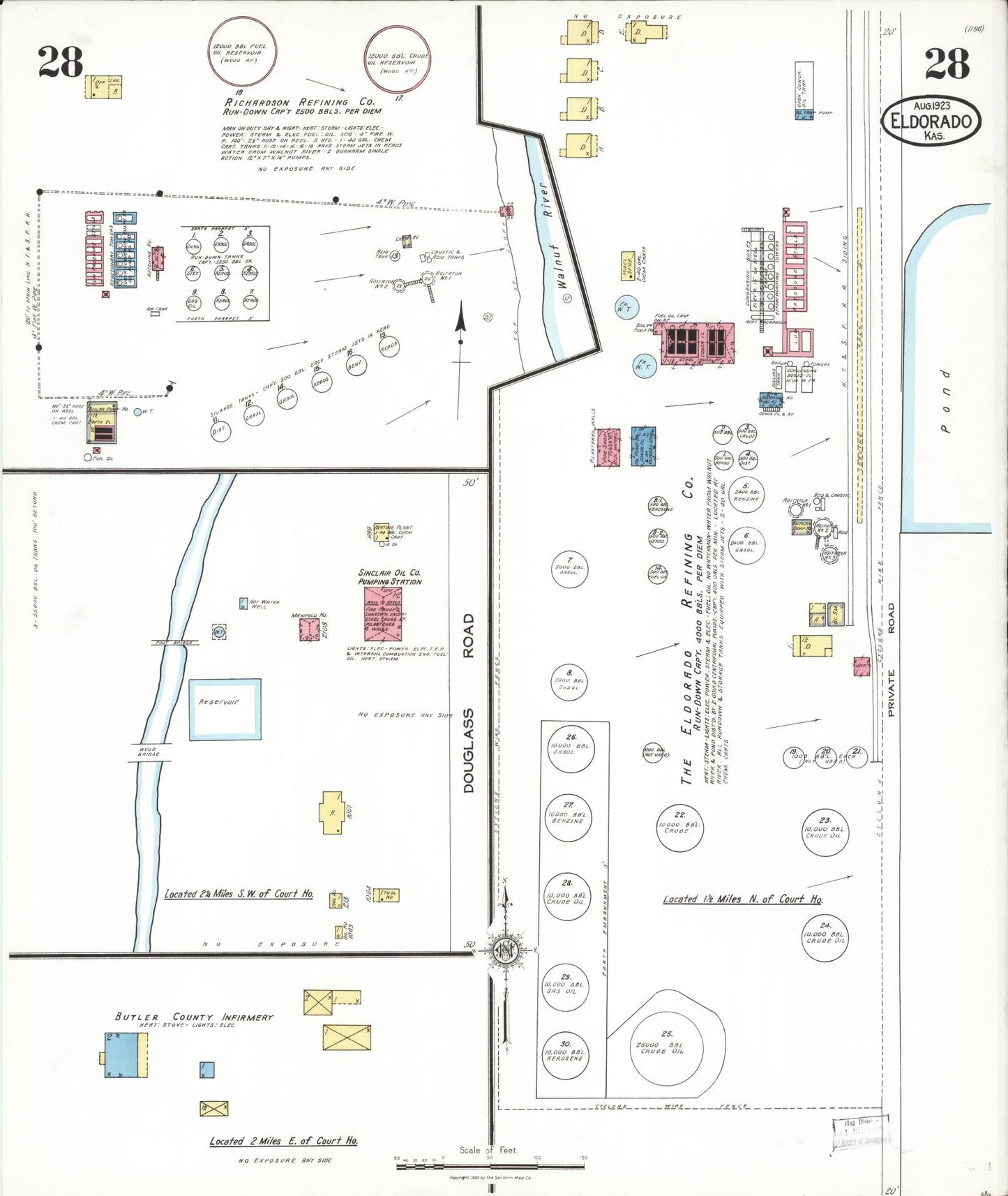Sanborn Fire Insurance Map from El Dorado, Butler County, Kansas (1923), Sheet #0028 - Historic Sanborn Fire Insurance Map Print, vintage old map wall art, antique decor, genealogy gift, Kansas Kansas map