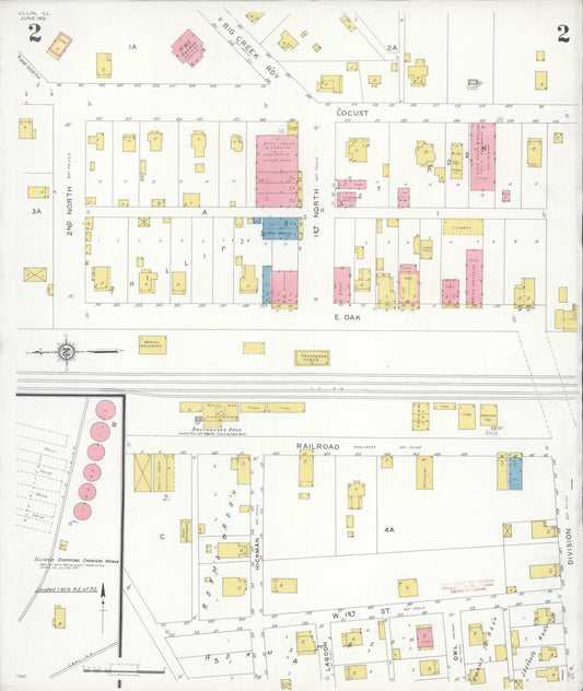 Sanborn Fire Insurance Map from Ullin, Pulaski County, Illinois (1931), Sheet #0002 - Historic Sanborn Fire Insurance Map Print, vintage old map wall art, antique decor, genealogy gift, Illinois Illinois map