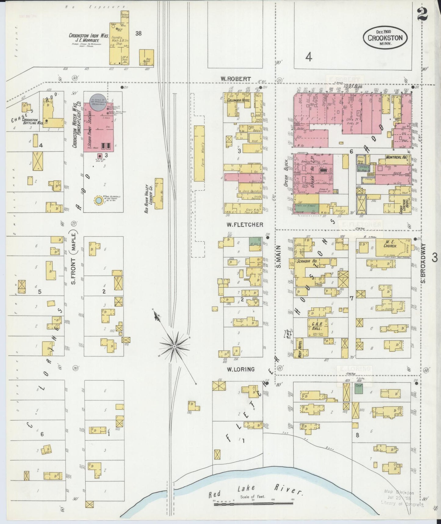 Sanborn Fire Insurance Map from Crookston, Polk County, Minnesota (1900), Sheet #0002 - Historic Sanborn Fire Insurance Map Print, vintage old map wall art, antique decor, genealogy gift, Minnesota Minnesota map