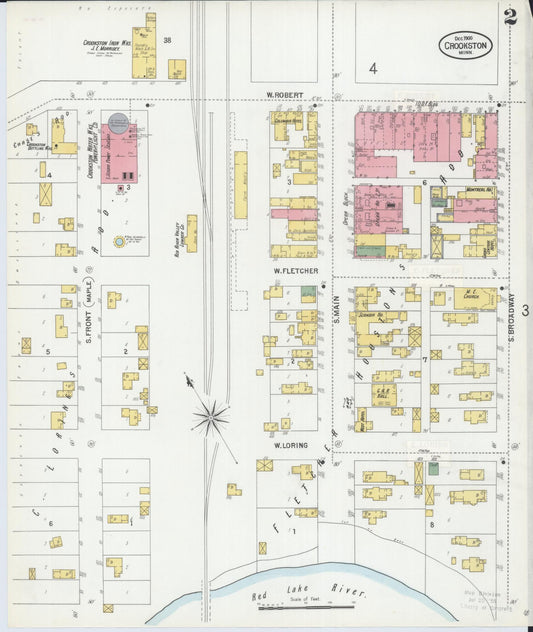Sanborn Fire Insurance Map from Crookston, Polk County, Minnesota (1900), Sheet #0002 - Historic Sanborn Fire Insurance Map Print, vintage old map wall art, antique decor, genealogy gift, Minnesota Minnesota map