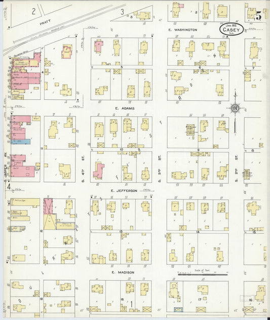 Sanborn Fire Insurance Map from Casey, Clark County, Illinois (1912), Sheet #0005 - Historic Sanborn Fire Insurance Map Print, vintage old map wall art, antique decor, genealogy gift, Illinois Illinois map