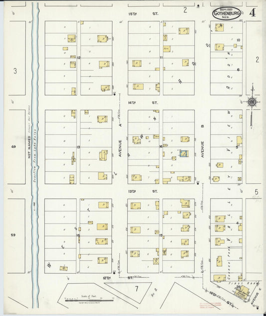 Sanborn Fire Insurance Map from Gothenburg, Dawson County, Nebraska (1920), Sheet #0004 - Historic Sanborn Fire Insurance Map Print, vintage old map wall art, antique decor, genealogy gift, Nebraska Nebraska map