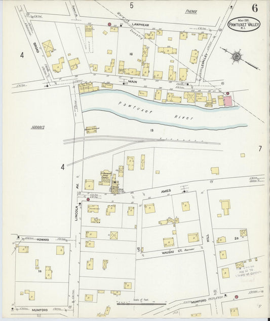 Sanborn Fire Insurance Map from Pawtuxet Valley, Kent and Providence Counties, Rhode Island (1911), Sheet #0006 - Historic Sanborn Fire Insurance Map Print, vintage old map wall art, antique decor, genealogy gift, Washington Washington map