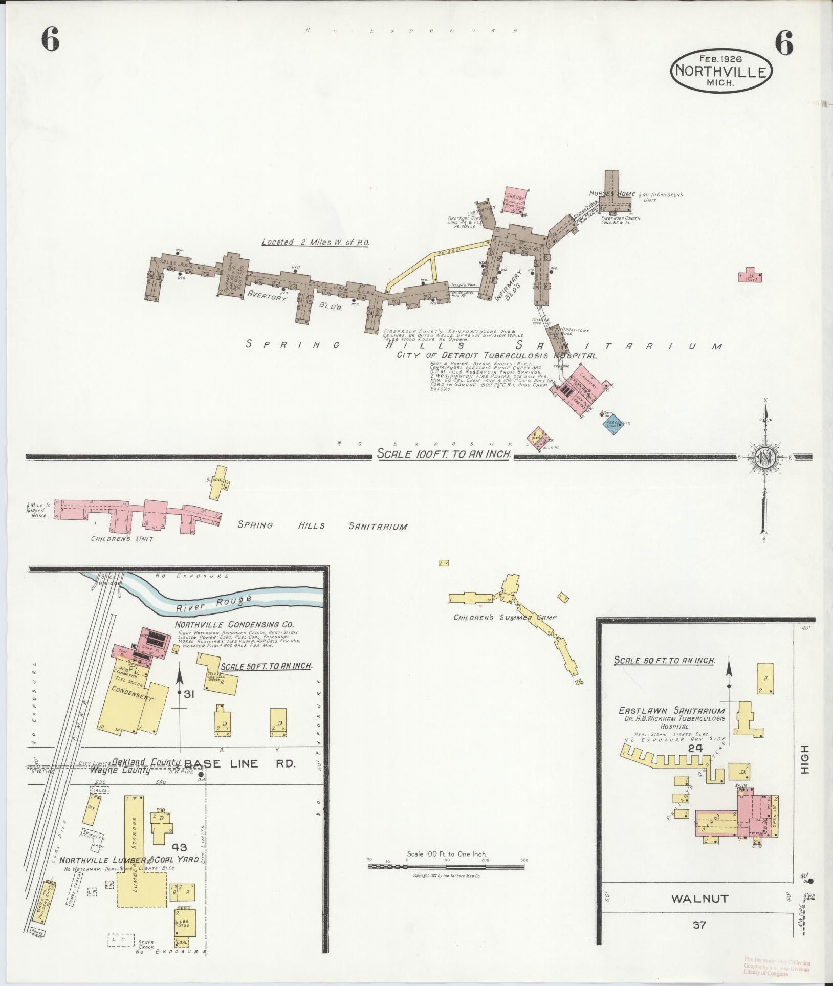 Sanborn Fire Insurance Map from Northville, Wayne County, Michigan (1926), Sheet #0006 - Historic Sanborn Fire Insurance Map Print, vintage old map wall art, antique decor, genealogy gift, Michigan Michigan map
