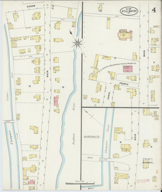Sanborn Fire Insurance Map from Stillwater, Saratoga County, New York (1897), Sheet #0004 - Historic Sanborn Fire Insurance Map Print, vintage old map wall art, antique decor, genealogy gift, New York New York map