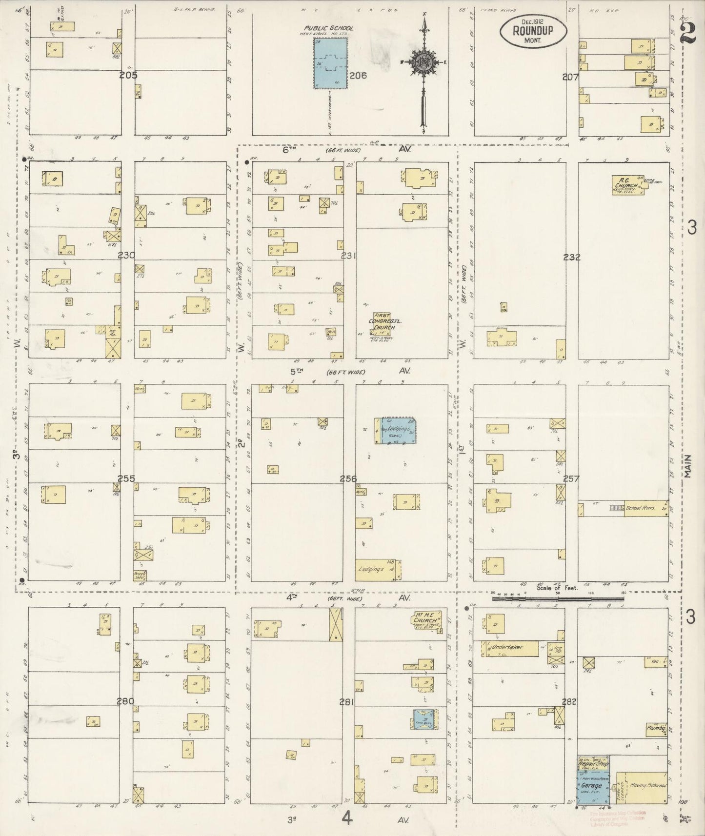 Sanborn Fire Insurance Map from Roundup, Musselshell County, Montana (1912), Sheet #0002 - Complete Map Set gallery image, historic Sanborn map, vintage wall art, Montana Montana