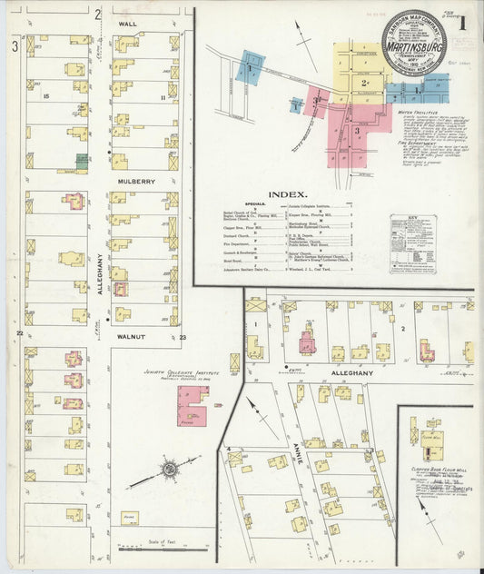 Sanborn Fire Insurance Map from Martinsburg, Blair County, Pennsylvania (1910), Sheet #0001 - Complete Map Set gallery image, historic Sanborn map, vintage wall art, Pennsylvania Pennsylvania