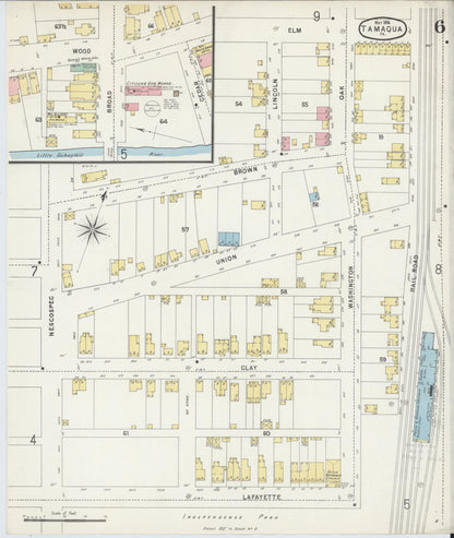Sanborn Fire Insurance Map from Tamaqua, Schuylkill County, Pennsylvania (1896), Sheet #0006 - Historic Sanborn Fire Insurance Map Print, vintage old map wall art, antique decor, genealogy gift, Pennsylvania Pennsylvania map