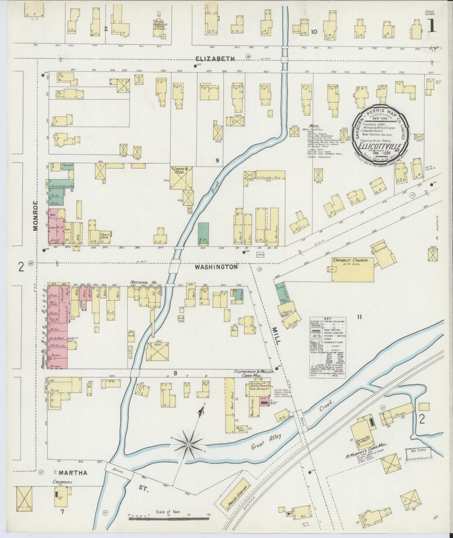Sanborn Fire Insurance Map from Ellicottville, Cattaraugus County, New York. (1897) – Historic Sanborn Fire Insurance Map Print