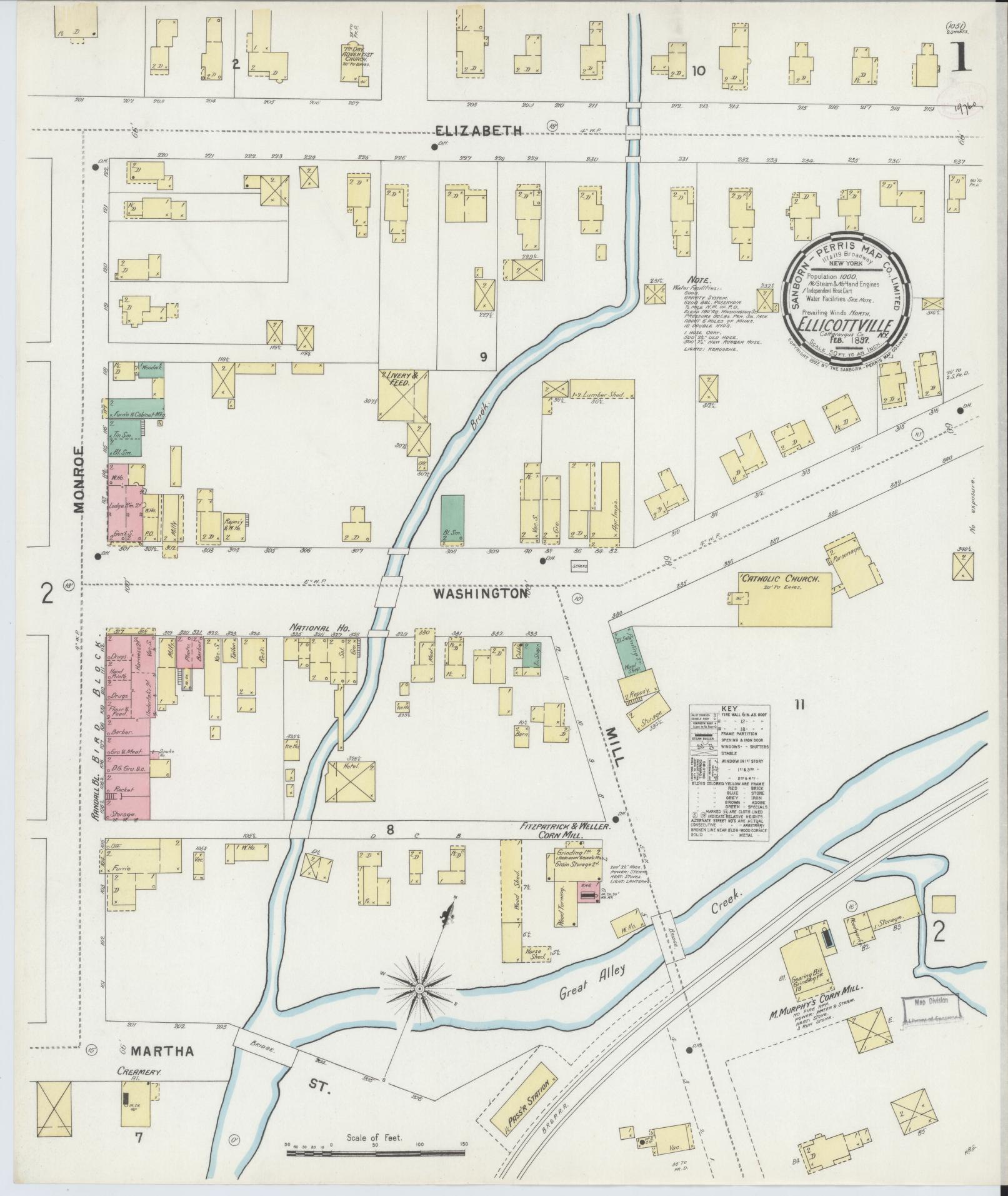 Sanborn Fire Insurance Map from Ellicottville, Cattaraugus County, New York. (1897) – Historic Sanborn Fire Insurance Map Print