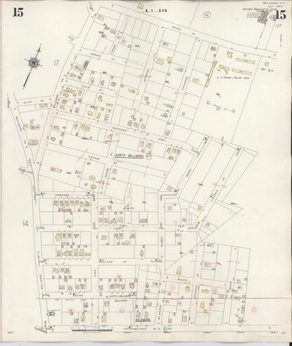 Sanborn Fire Insurance Map from Bellmore, Nassau County, New York (1945), Sheet #0015 - Complete Map Set gallery image, historic Sanborn map, vintage wall art, New York New York