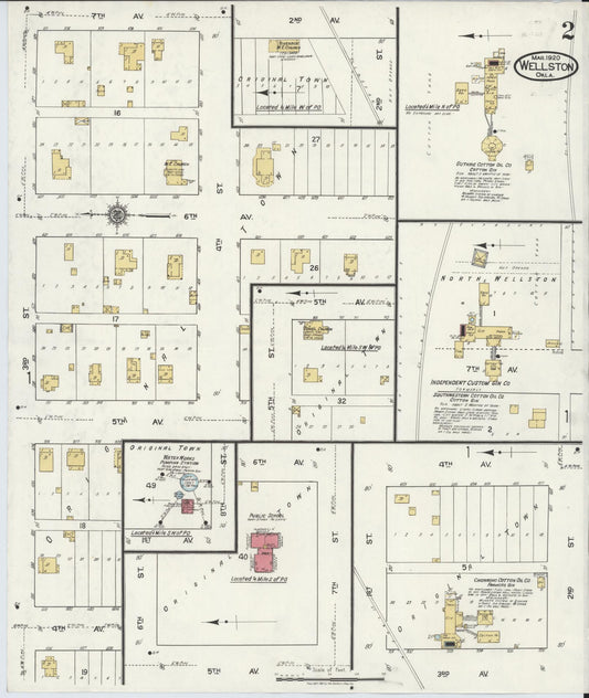 Sanborn Fire Insurance Map from Wellston, Lincoln County, Oklahoma (1920), Sheet #0002 - Historic Sanborn Fire Insurance Map Print, vintage old map wall art, antique decor, genealogy gift, Oklahoma Oklahoma map