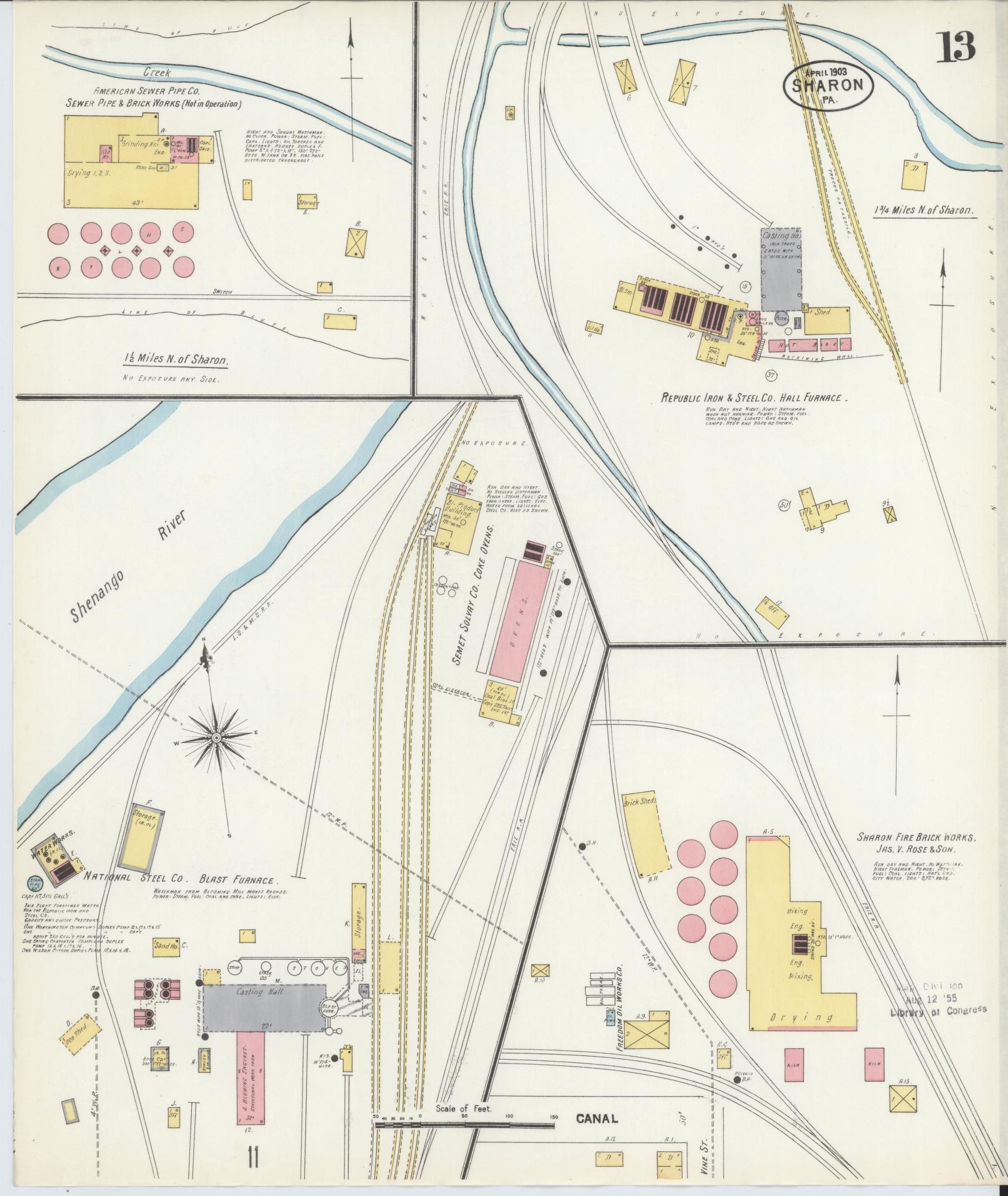 Sanborn Fire Insurance Map from Sharon, Mercer County, Pennsylvania. (1903), Sheet 13 – Historic Sanborn Fire Insurance Map Print