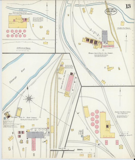 Sanborn Fire Insurance Map from Sharon, Mercer County, Pennsylvania. (1903), Sheet 13 – Historic Sanborn Fire Insurance Map Print